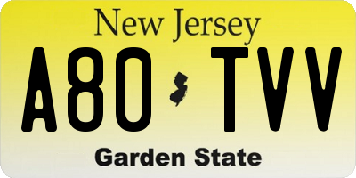 NJ license plate A80TVV