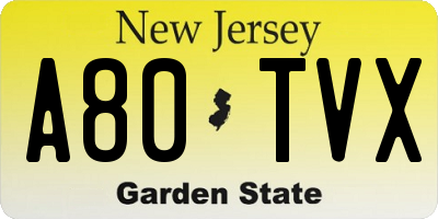 NJ license plate A80TVX