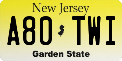 NJ license plate A80TWI
