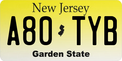 NJ license plate A80TYB