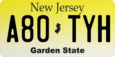 NJ license plate A80TYH