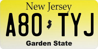 NJ license plate A80TYJ