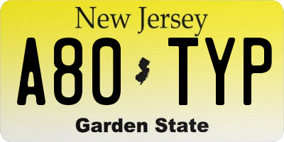 NJ license plate A80TYP
