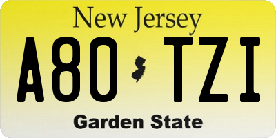 NJ license plate A80TZI