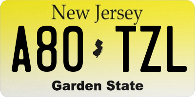 NJ license plate A80TZL
