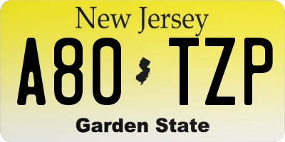 NJ license plate A80TZP