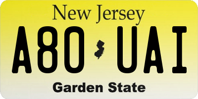 NJ license plate A80UAI