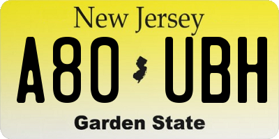 NJ license plate A80UBH