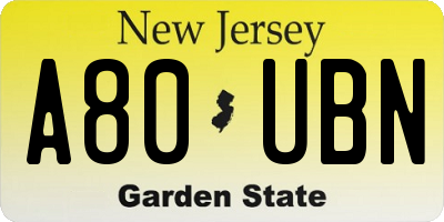 NJ license plate A80UBN