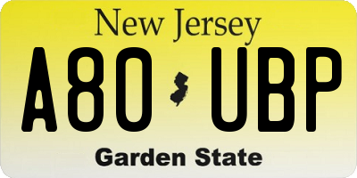 NJ license plate A80UBP