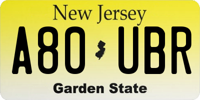 NJ license plate A80UBR