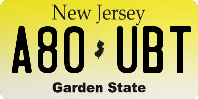NJ license plate A80UBT
