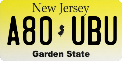 NJ license plate A80UBU