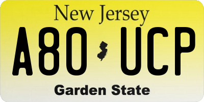 NJ license plate A80UCP