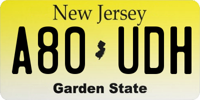 NJ license plate A80UDH