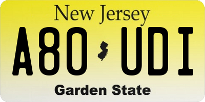 NJ license plate A80UDI