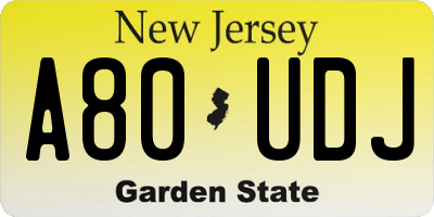 NJ license plate A80UDJ