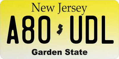 NJ license plate A80UDL
