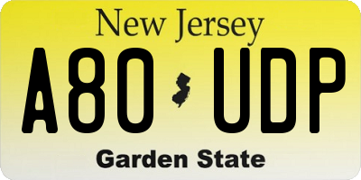NJ license plate A80UDP