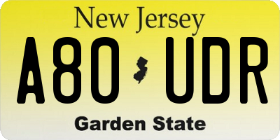 NJ license plate A80UDR