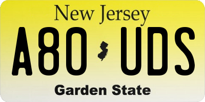 NJ license plate A80UDS