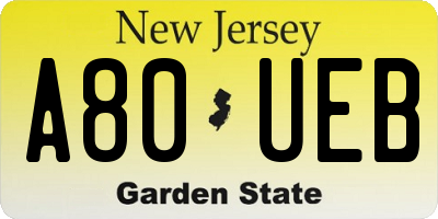 NJ license plate A80UEB