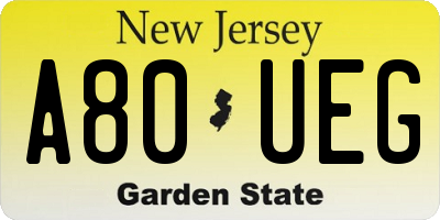 NJ license plate A80UEG