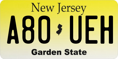 NJ license plate A80UEH
