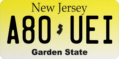 NJ license plate A80UEI