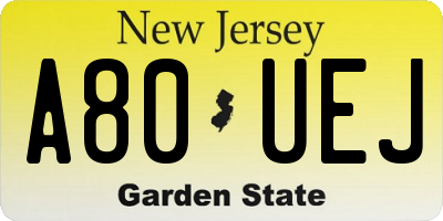 NJ license plate A80UEJ