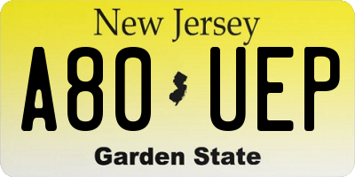 NJ license plate A80UEP