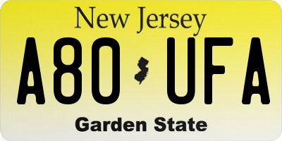 NJ license plate A80UFA