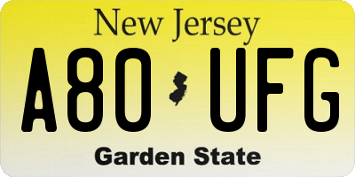 NJ license plate A80UFG