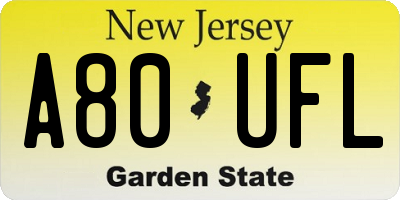 NJ license plate A80UFL