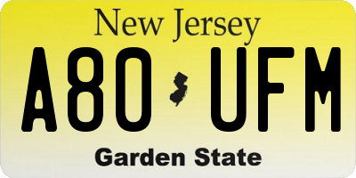 NJ license plate A80UFM