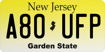 NJ license plate A80UFP