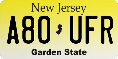 NJ license plate A80UFR