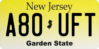 NJ license plate A80UFT