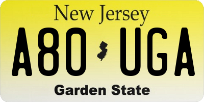 NJ license plate A80UGA