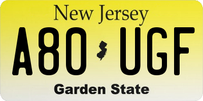 NJ license plate A80UGF