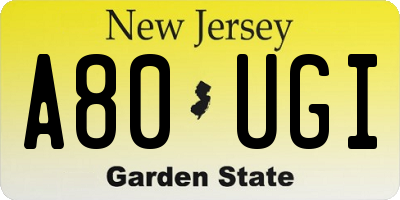 NJ license plate A80UGI