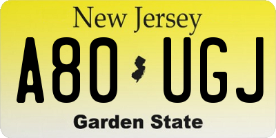 NJ license plate A80UGJ
