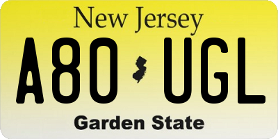 NJ license plate A80UGL