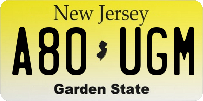 NJ license plate A80UGM