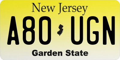 NJ license plate A80UGN
