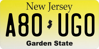 NJ license plate A80UGO