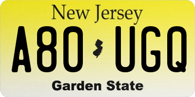NJ license plate A80UGQ
