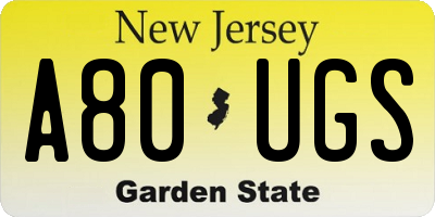 NJ license plate A80UGS