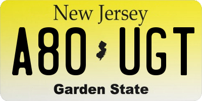 NJ license plate A80UGT