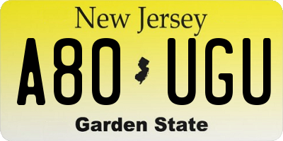 NJ license plate A80UGU